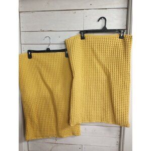 Modern Dreams Waffle Weave Textured Pillow Shams Set Yellow Cotton